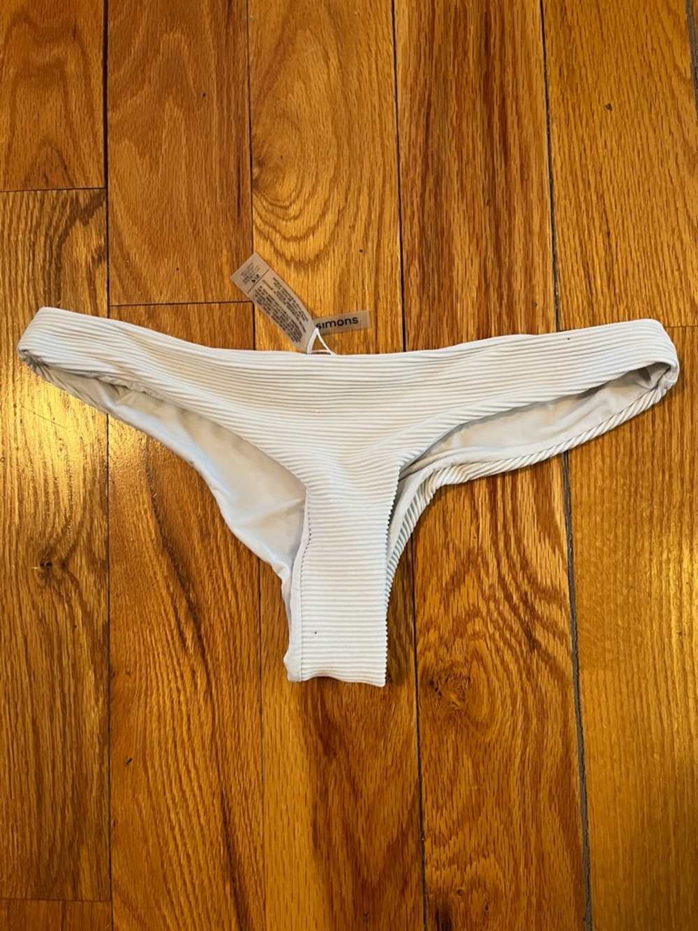Simons White Ribbed Bikini Brief